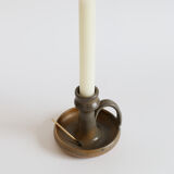Stoneware candle holder signed