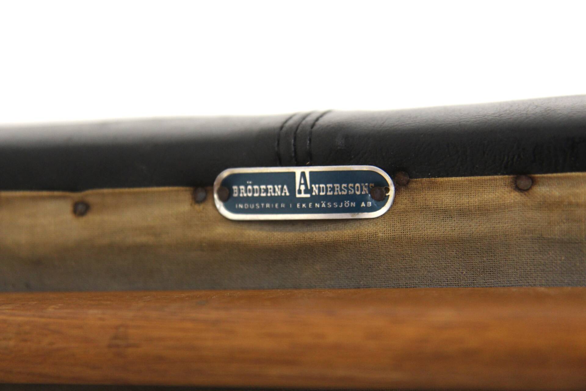 Scandinavian leather footstool, Bröderna Andersson, Sweden, 1960