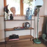 Rattan shelf and metal foot 50s