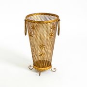 Large Mid-Century Regency umbrella stand made of gilded metal, Italy 1960s