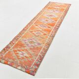 3x12 Soft Orange & Pink Handwoven Geometric Pattern Turkish Runner,87x352Cm