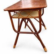 Table vintage en rotin et bambou courbé – Années 1960-1970