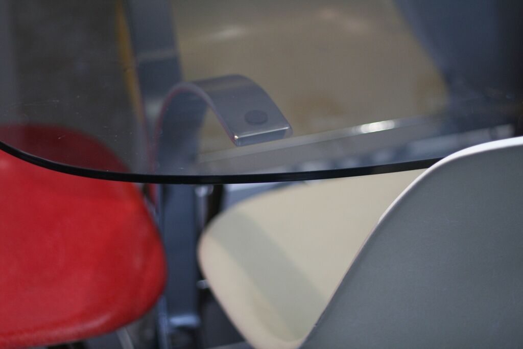 Dining table in smoked glass brown chrome structure