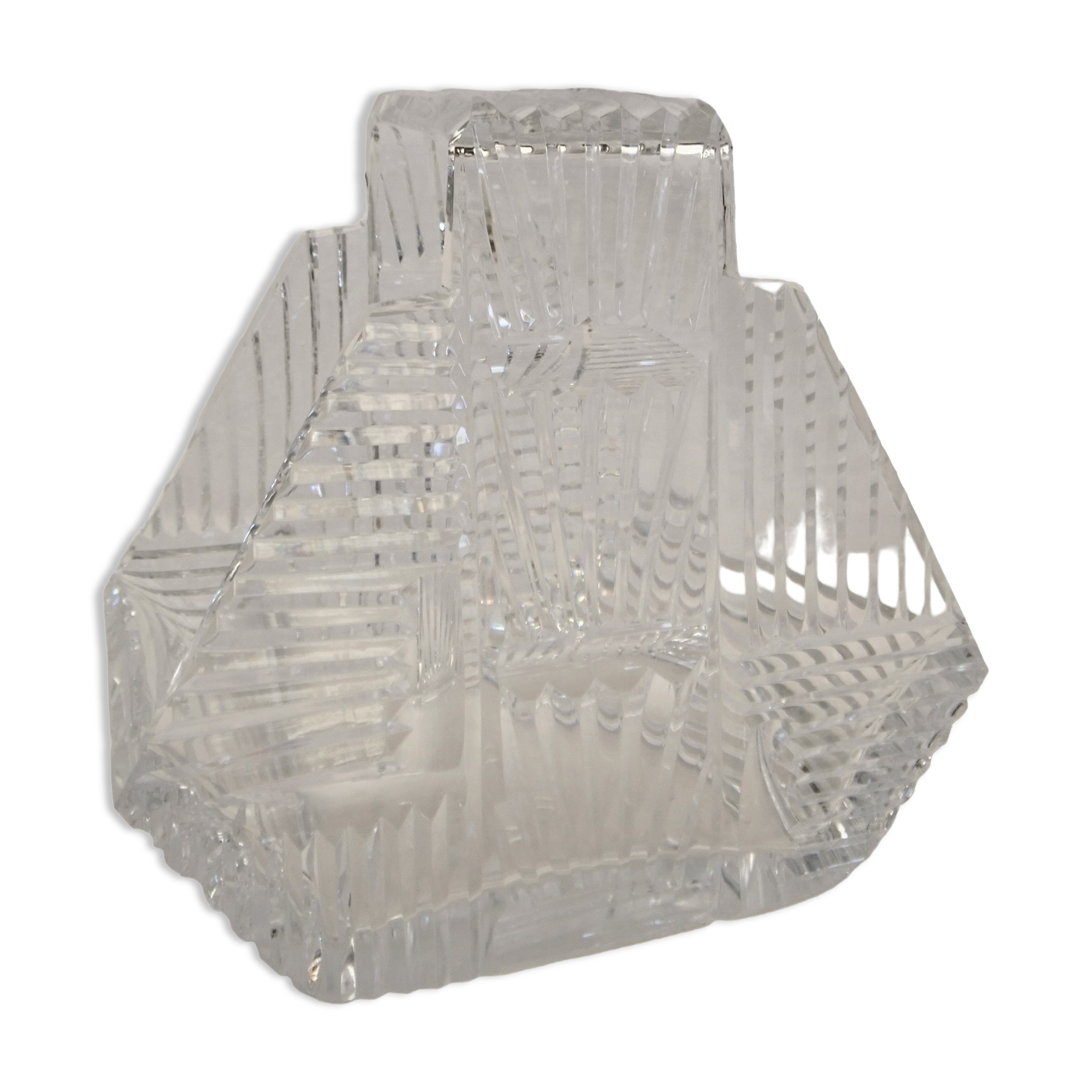 Bohemian crystal stamp Prague basket centerpiece art deco flower