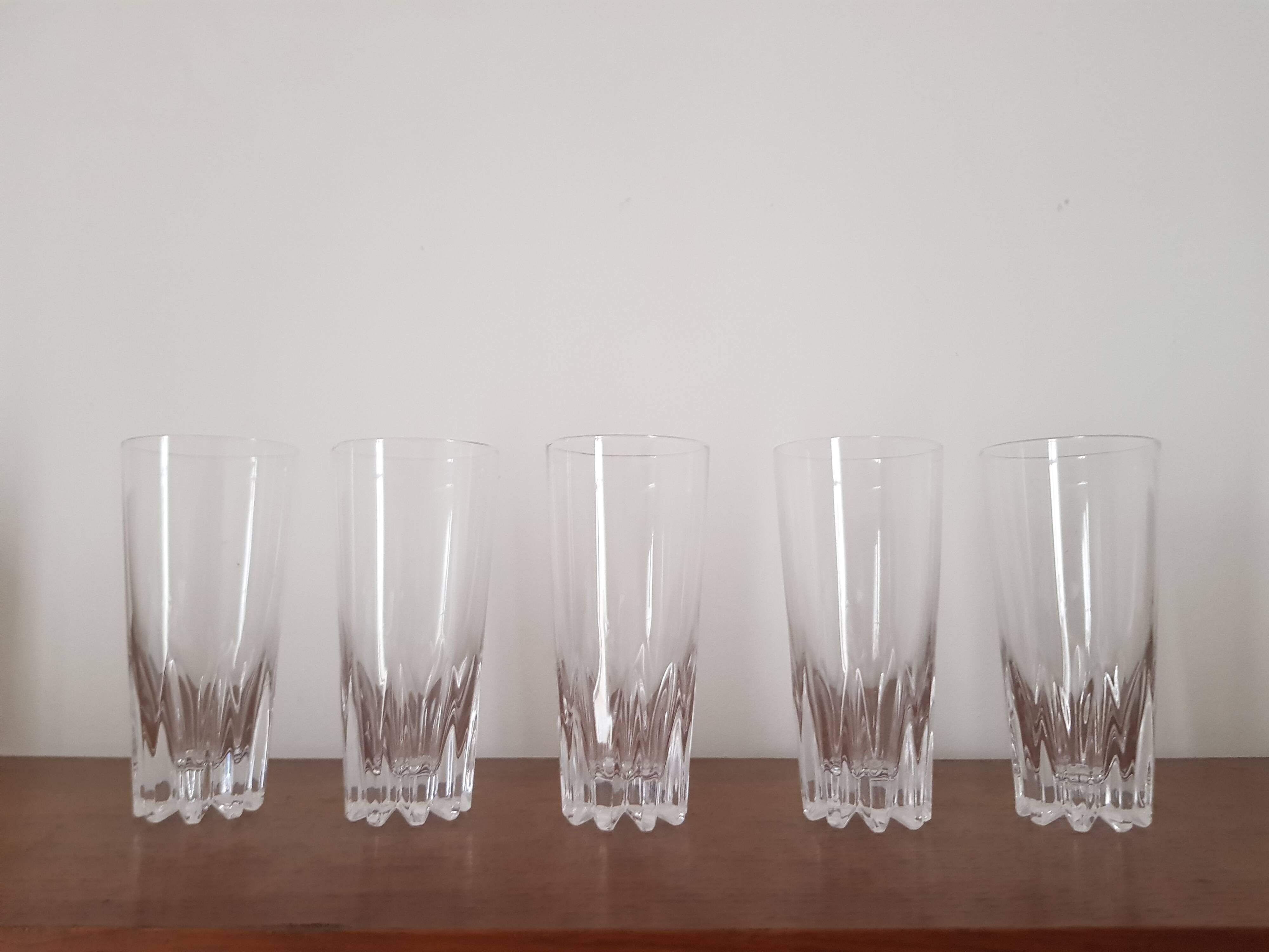 Set of 5 crystal orangeade glasses