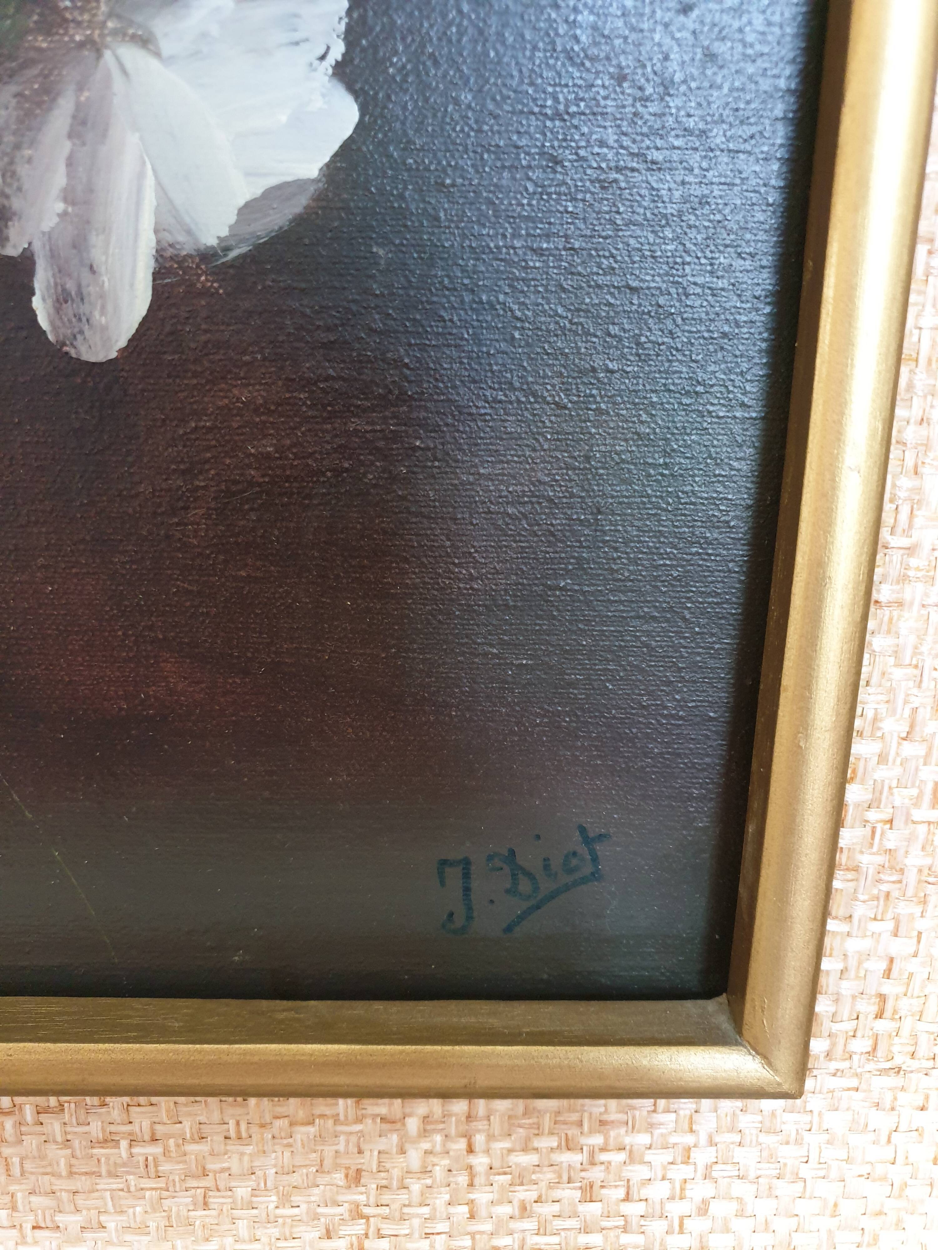 Oil on canvas with bouquet