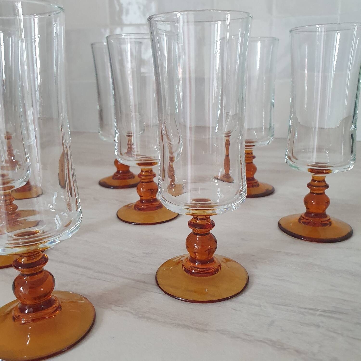 Luminarc amber stemmed glasses