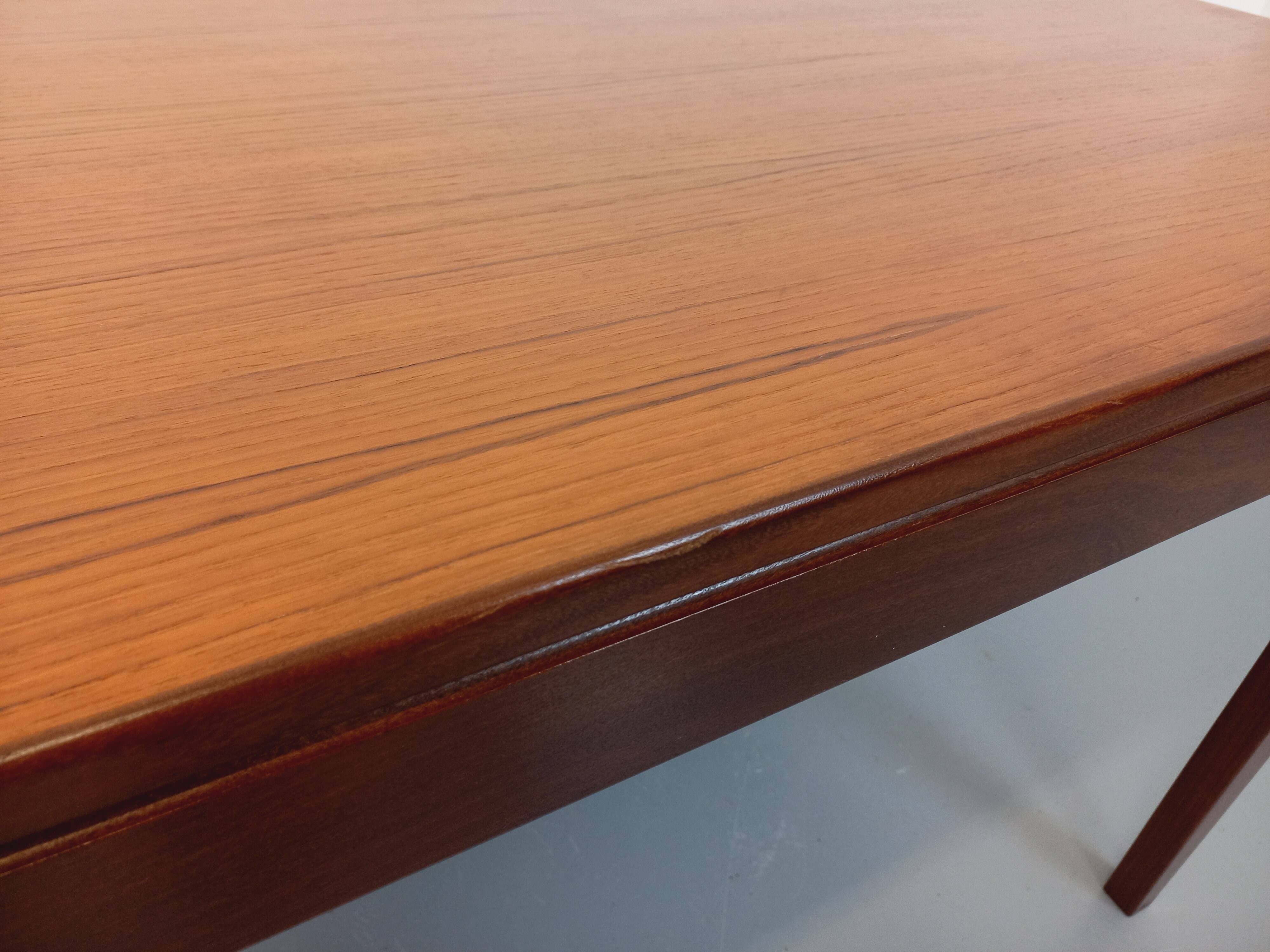 Vintage Scandinavian 50s 60s teak dining table with extension