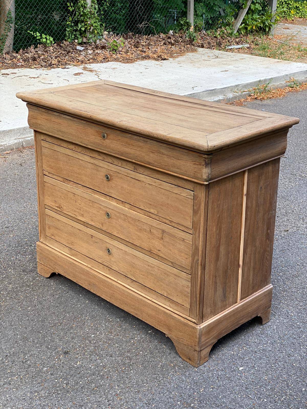 19th century Louis Philippe solid oak chest of drawers, renovated