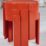 3 nesting tables in orange plastic by Prisunic, 1970.