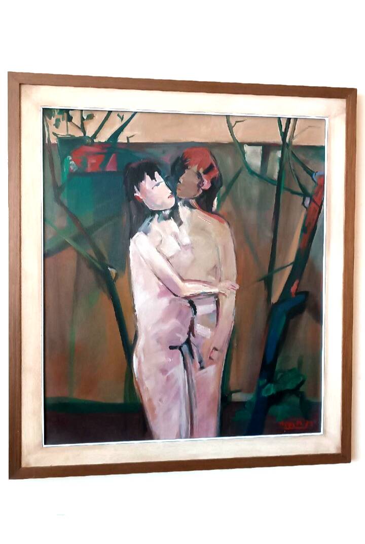 Oil painting on canvas, figures 1979 - Marcello Mori (Castelfiorentino 1925-2022)