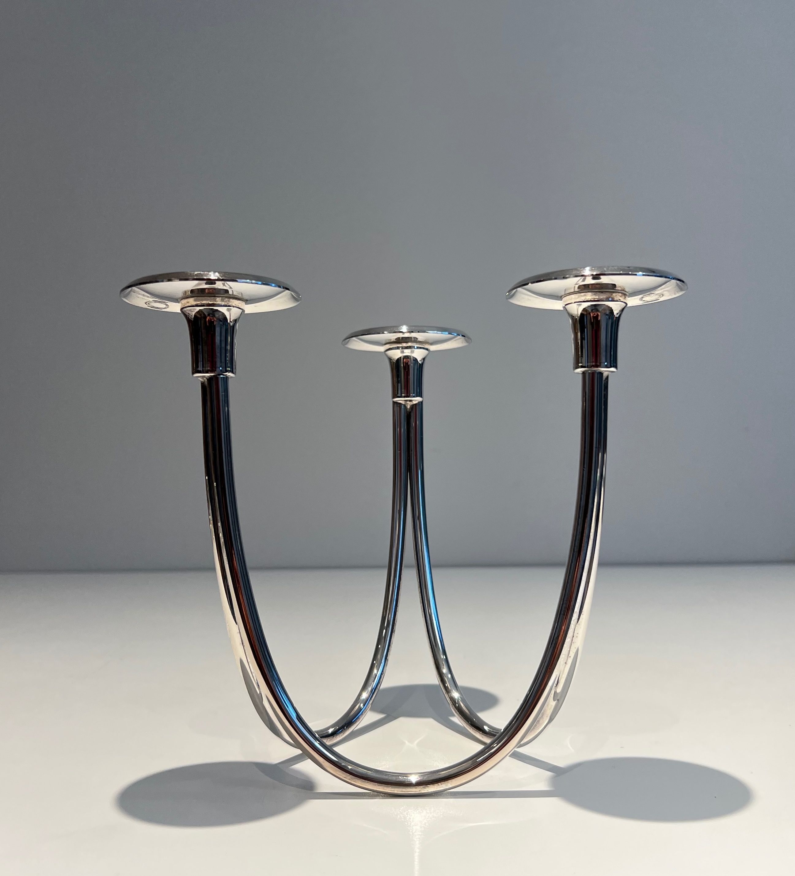 Silver-plated metal candle holder