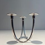 Silver-plated metal candle holder