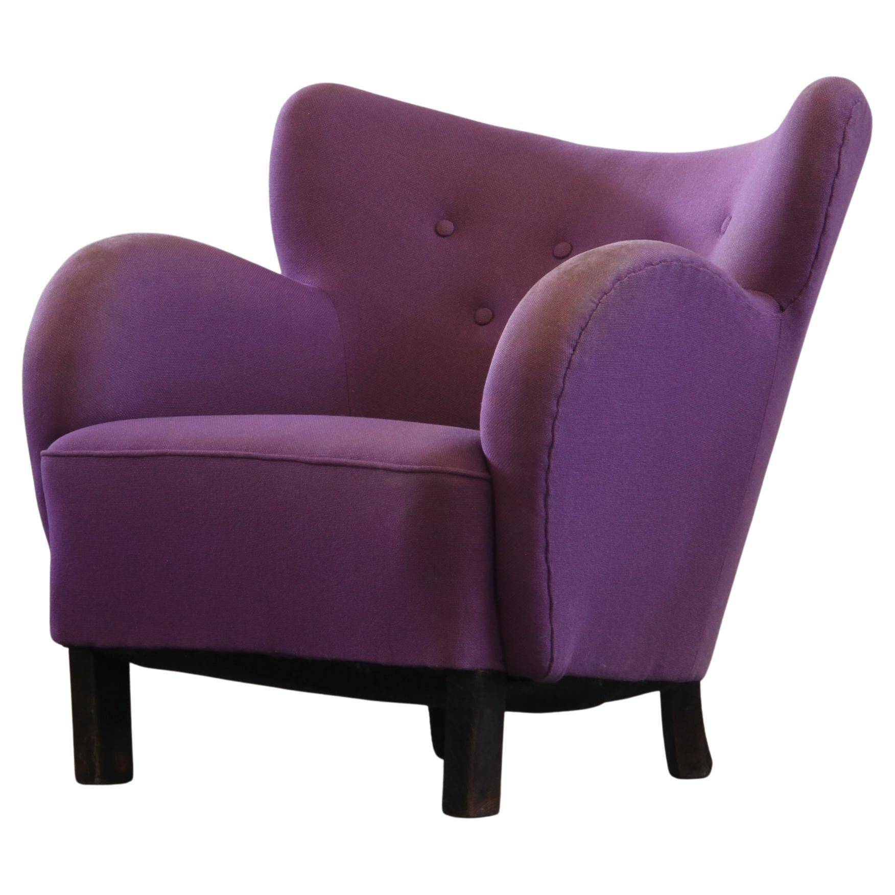 Vintage Danish 1930s club lounge chair, style of Fritz Hansen & Flemming Lassen