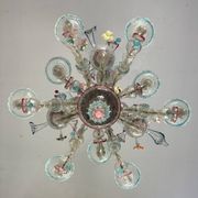 Rezzonico Venetian chandelier in multicolored Murano glass, 12 light arms, circa 1900