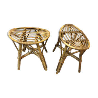 Vintage 1950s rattan stools