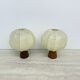 Pair of Goldkant Leuchten cocoon with teak base table lamps, 1970s