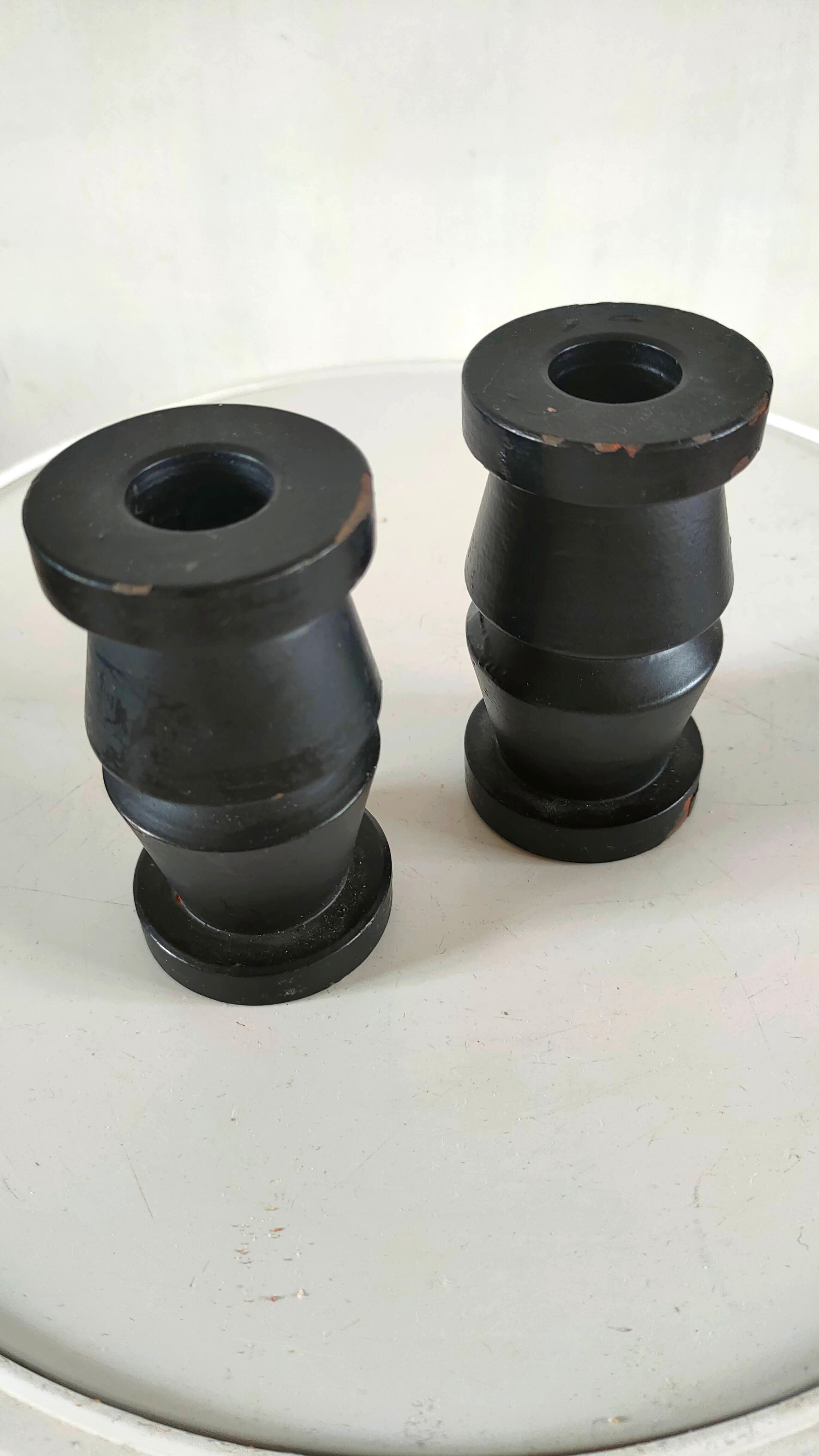 Pair of cast iron candle holders Scandinavian design 70s