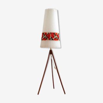 Scandinavian tripod floor lamp teak 1960