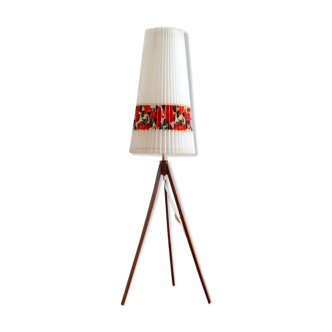 Scandinavian tripod floor lamp teak 1960