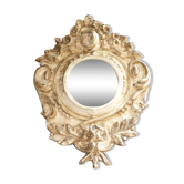 Round mirror with floral frame Style Marie-Antoinette patina in the old way