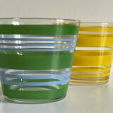 Pair of VINTAGE Silkscreened Glass Plant Pots