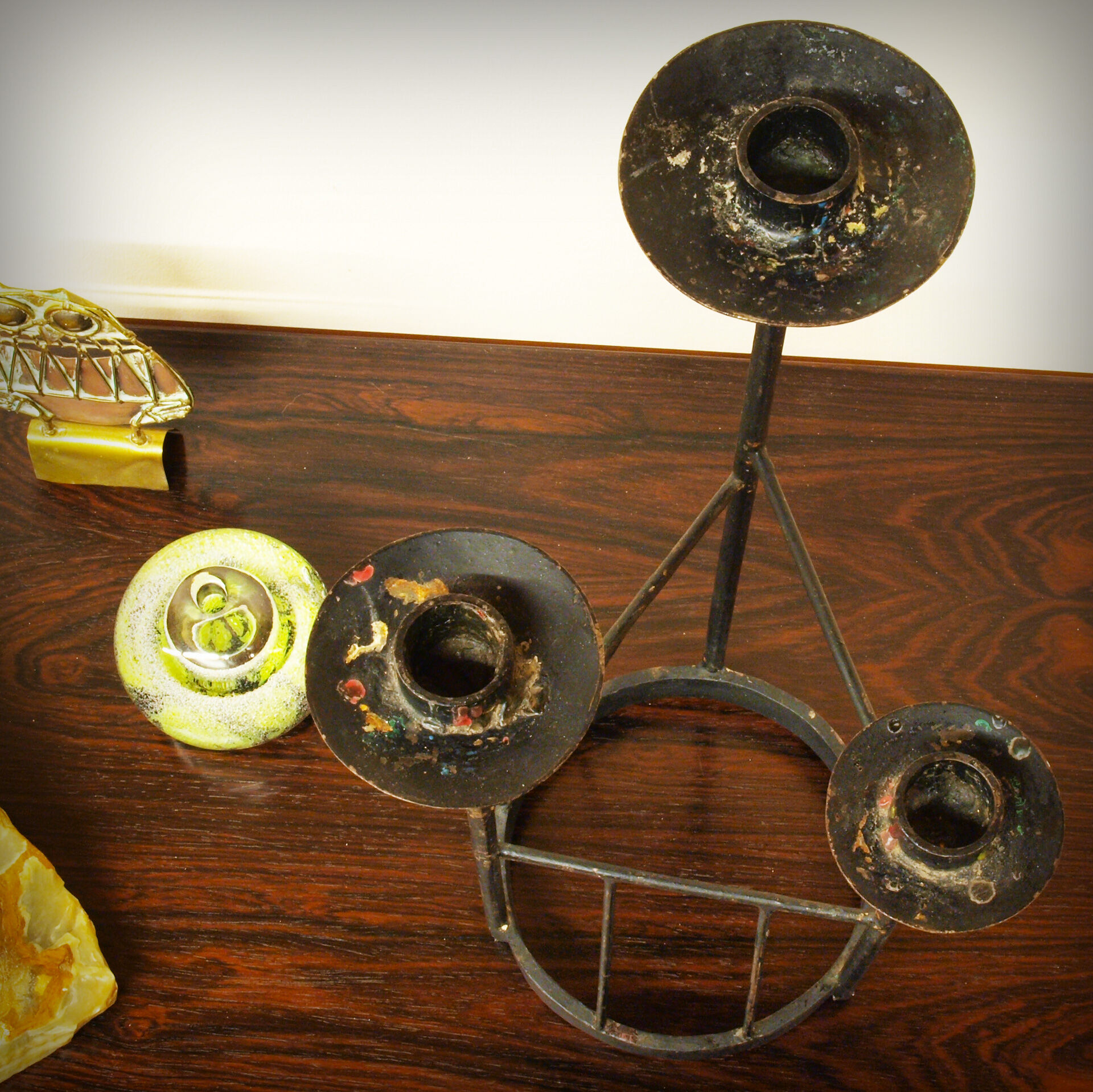 XXL steel brutalist chandelier, 1960s