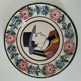 Antique HB Quimper plate – Portrait of a Breton – circa 1930
