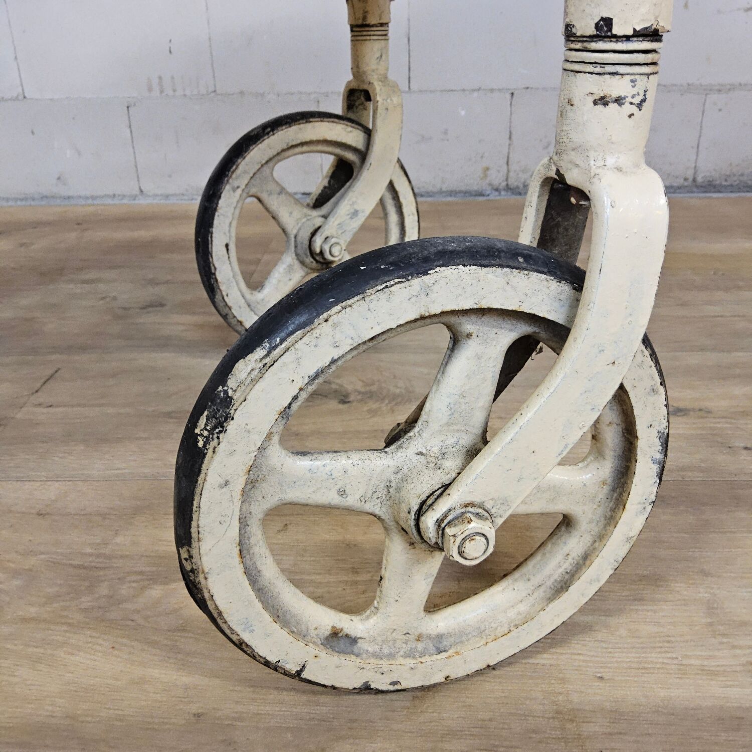 Vintage large metal hospital trolley linen nurse cart