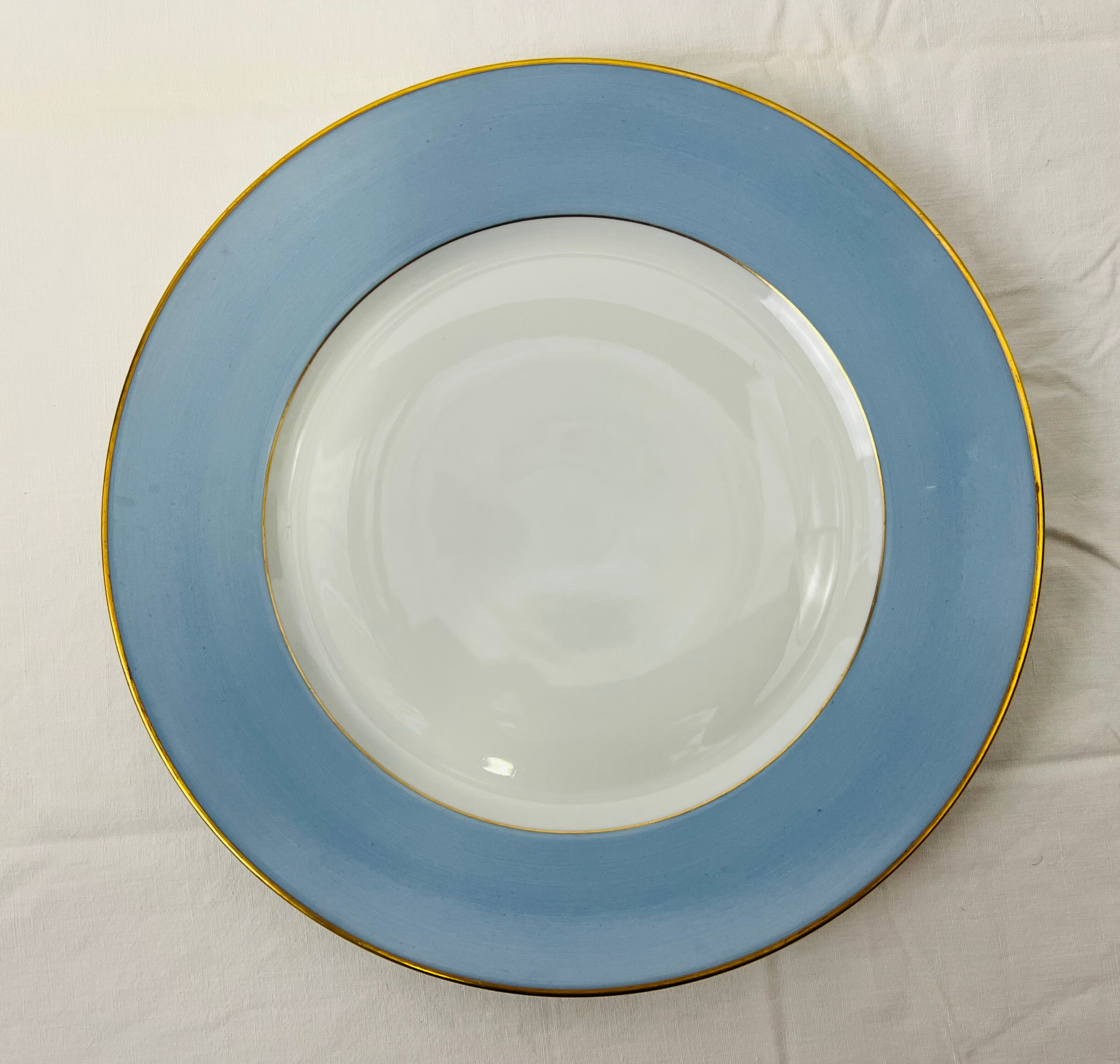 6 flat plates Limoges Haviland white and blue