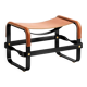 Smoked Black Steel Footrest and Natural Tobacco Leather, Contemporary Style