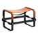 Smoked Black Steel Footrest and Natural Tobacco Leather, Contemporary Style