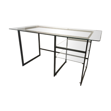 Large desk design in glass and black metal