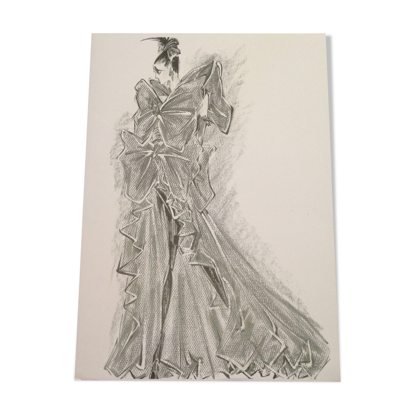 Emanuel ungaro - press sketch - fashion late 80s