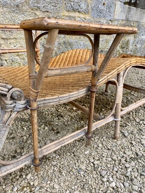 Old rattan chaise longue 20th century