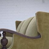 1950s, 3-seater Danish sofa, original condition, furniture velour, oak.