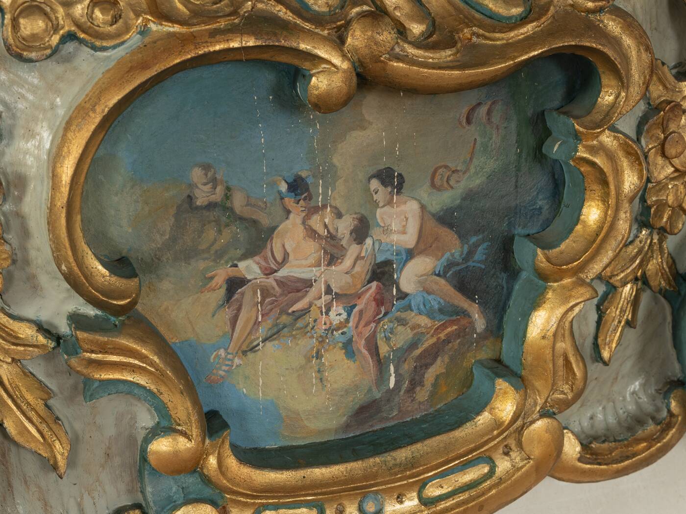 Miroir baroque, fabriqué à la main, années 1960