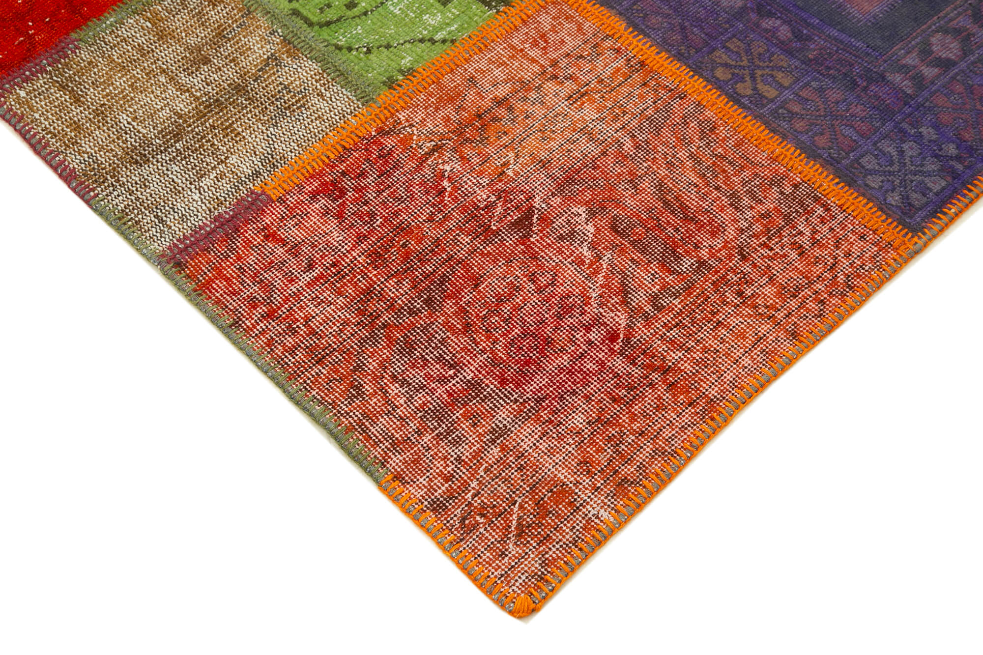 Hand-knotted anatolian contemporary 190 cm x 290 cm multicolor patchwork carpet