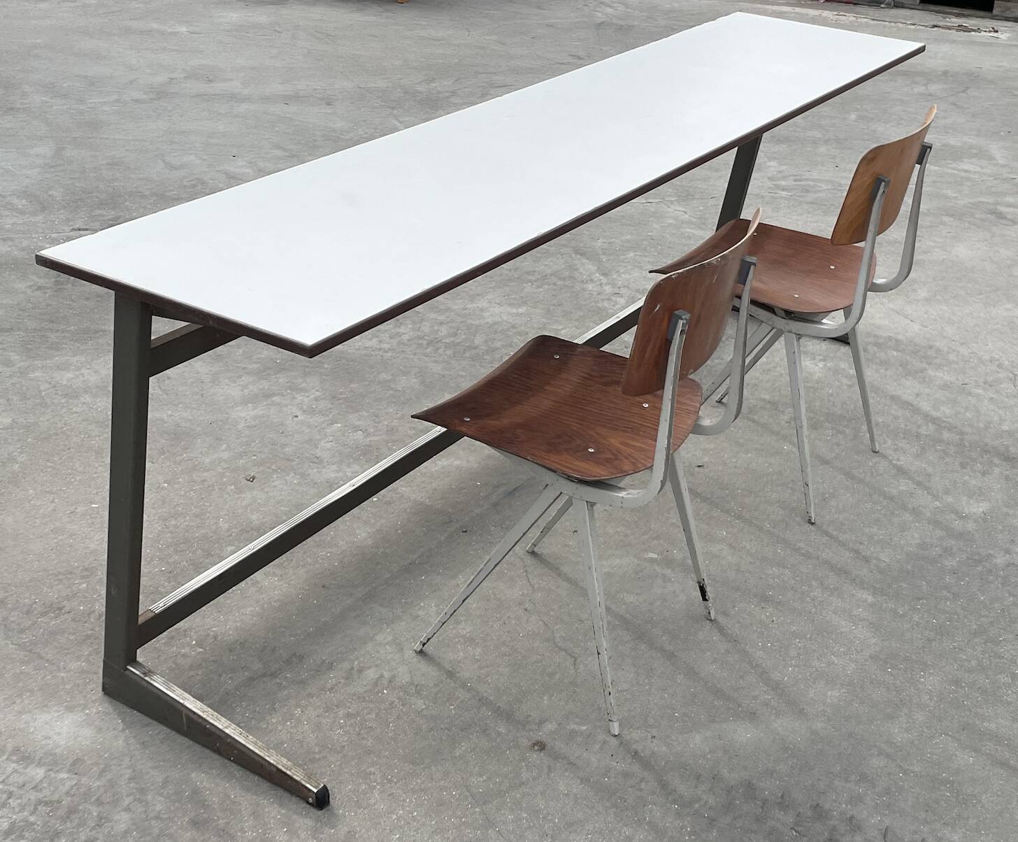 XXL industrial desk, minimalist design from the 50s