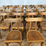 Series of 24 chairs bistrot wood curved 1960