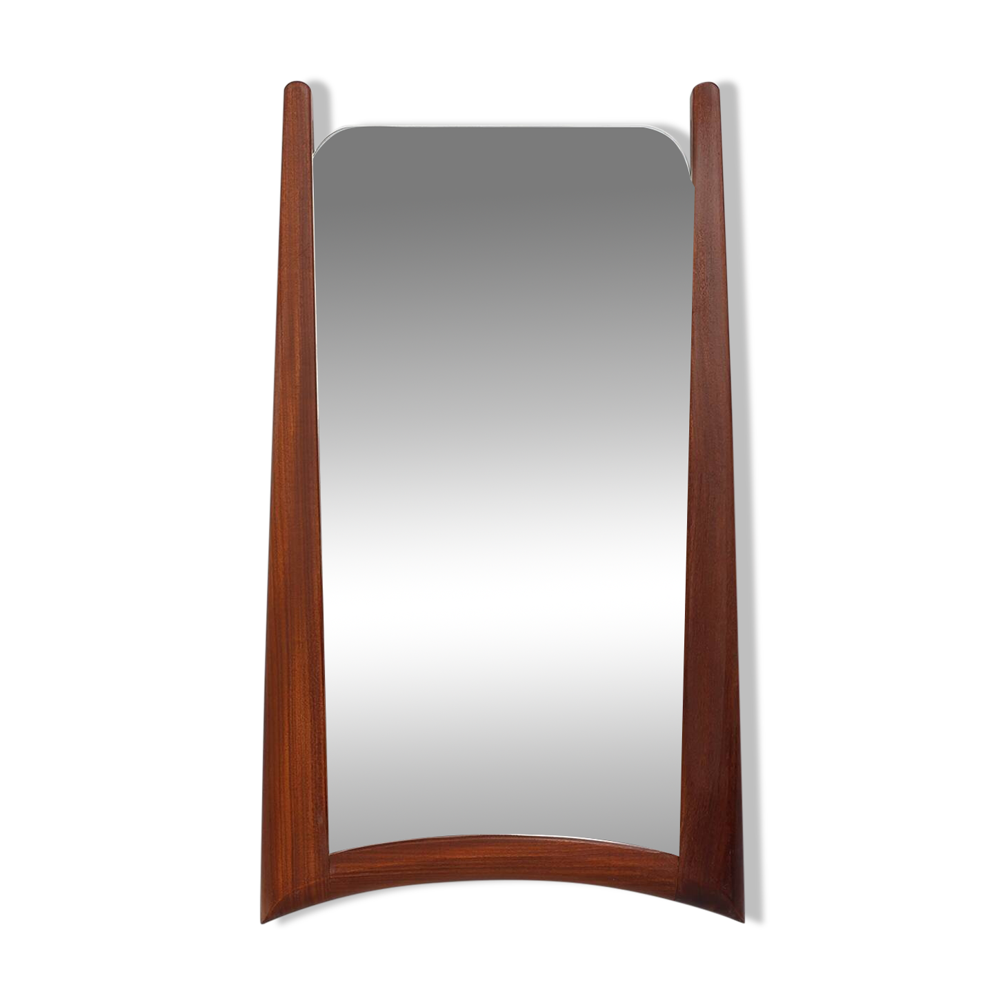 Vintage organic Scandinavian 1960s solid teak wood wall mirror