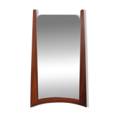 Miroir mural vintage organique scandinave des années 1960 en bois de teck massif