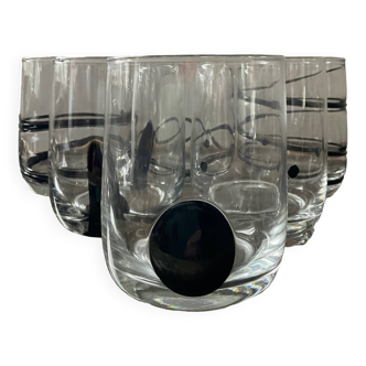 Série de 6 verres vintage Murano inclusion pâte de verre