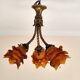 chandelier in Rococo style made of gilded bronze with 3 branches and tulips