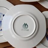 6 assiettes à dessert vintage faïence forme octogonale Moulin des Loups