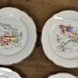 Set of 6 plates sea pattern Digoin Sarreguemines.