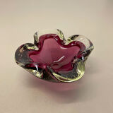 Cendrier en verre à bulles en verre de Murano rose Shell Shell Ashtray Murano, Italie, années 1970