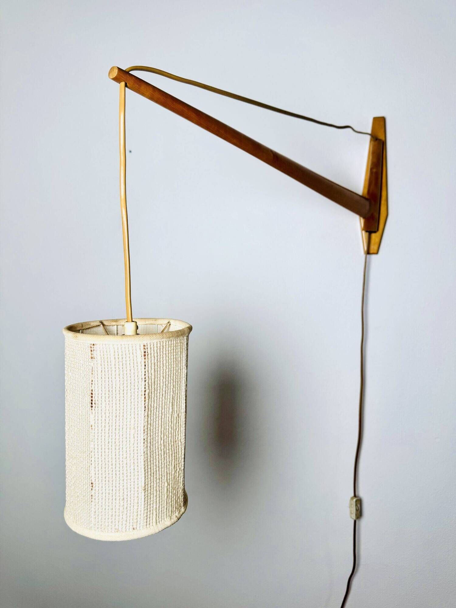 Large Rosewood Swivel-Arm Wall Lamp, Sweden 1950S