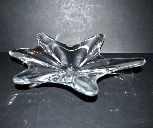 Coupe vide-poche splash étoile en cristal moulé design 1950-1960 baccarat