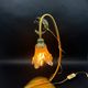 Masca Italy floral lamp, gold metal and blown glass